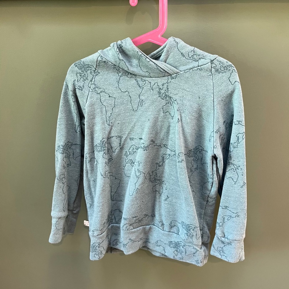 Childhoods Clothing Kids Hoodie Sweatshirt Top World Map Print Size 6/7 USA